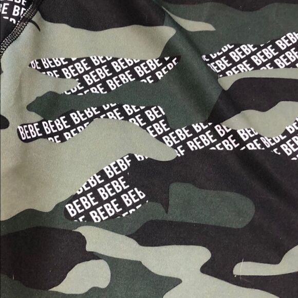 Bebe Sport Logo Camo Yoga Capris Sz L - Picture 7 of 9